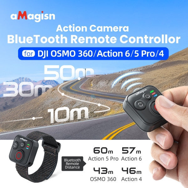 aMagisn Bluetooth Remote Controller for DJI Action 6 Action 5 Pro Action 4 Osmo 360 OveerUps