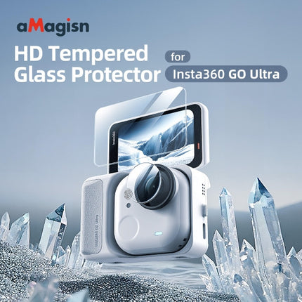 AMagisn 9H Anti Fingerprint Tempered Glass Film for Insta360 GO Ultra Screen Protector OveerUps