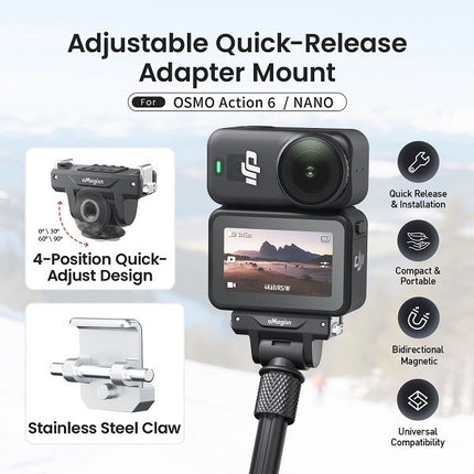 aMagisn Adjustable Quick Release Stick Adapter Mount for DJI Osmo Action 6 Nano Camera OveerUps