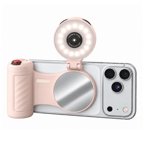 TELESIN Magnetic Camera Grip with Adjustable Fill Light for iPhone Android P5-MP-005WH OveerUps