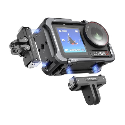 aMagisn Camera Cage 2.0 for DJI Osmo Action 5 Pro 4 3 Aluminum Frame with Lens Cap OveerUps
