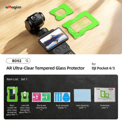 aMagisn High Transparency Tempered Glass for DJI Osmo Pocket 4 3 Screen Protection OveerUps