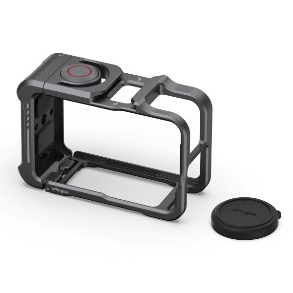 aMagisn Camera Cage 2.0 for DJI Osmo Action 5 Pro 4 3 Aluminum Frame with Lens Cap OveerUps