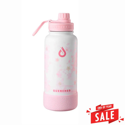 Quenched Hydrate 32oz Cherry Blossom Edition Stainless Steel Insulated Tumbler w/ Silicone Boot Water Bottles &