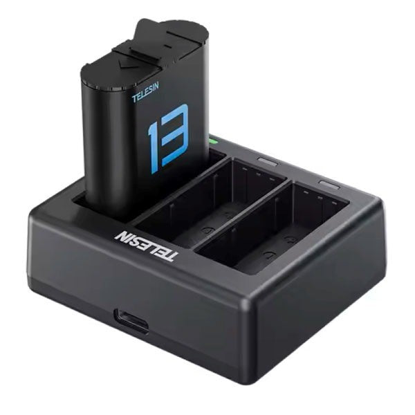 Telesin 3-Slot Battery Charging Hub w/ 2 Arc Batteries for Gopro Hero 13 Camera S0-ECB-07-TGP Telesin