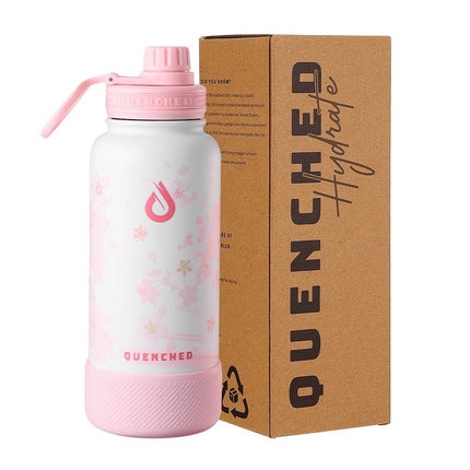 Quenched Hydrate 32oz Cherry Blossom Edition Stainless Steel Insulated Tumbler w/ Silicone Boot Quenched