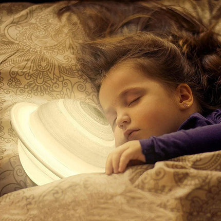 Saturn LED Lamp 16 Colors Galaxy Moon Decoration Rechargeable Touch-Control with Remote OveerUps