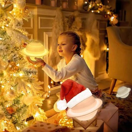 Saturn LED Lamp 16 Colors Galaxy Moon Decoration Rechargeable Touch-Control with Remote OveerUps