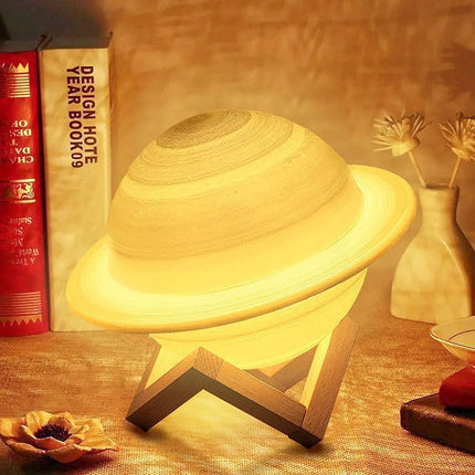 Saturn LED Lamp 16 Colors Galaxy Moon Decoration Rechargeable Touch-Control with Remote OveerUps