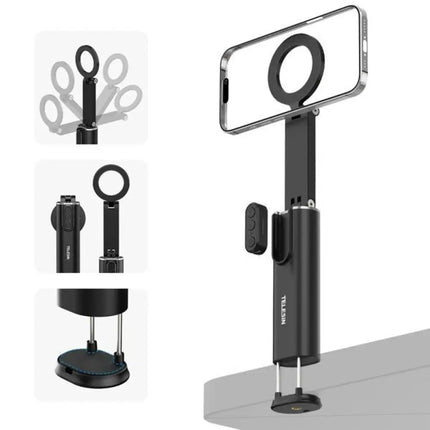 Telesin MagSafe Travel Desk Clamp Handle Stick w/ Remote for Smartphone iPhone & Android Devices P1-HSS-02 Telesin