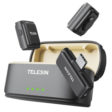 Telesin Mobile Button Wireless Lavalier Microphone w/ Charging Case for Smartphone iPhone & Android Devices P5-MCP-01